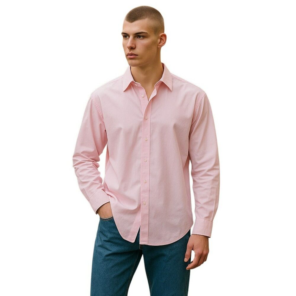 Bespoke Shirt  Men’s Size 34/35 L-16-16.5 Solid Pink  Slim fit Brand New #102